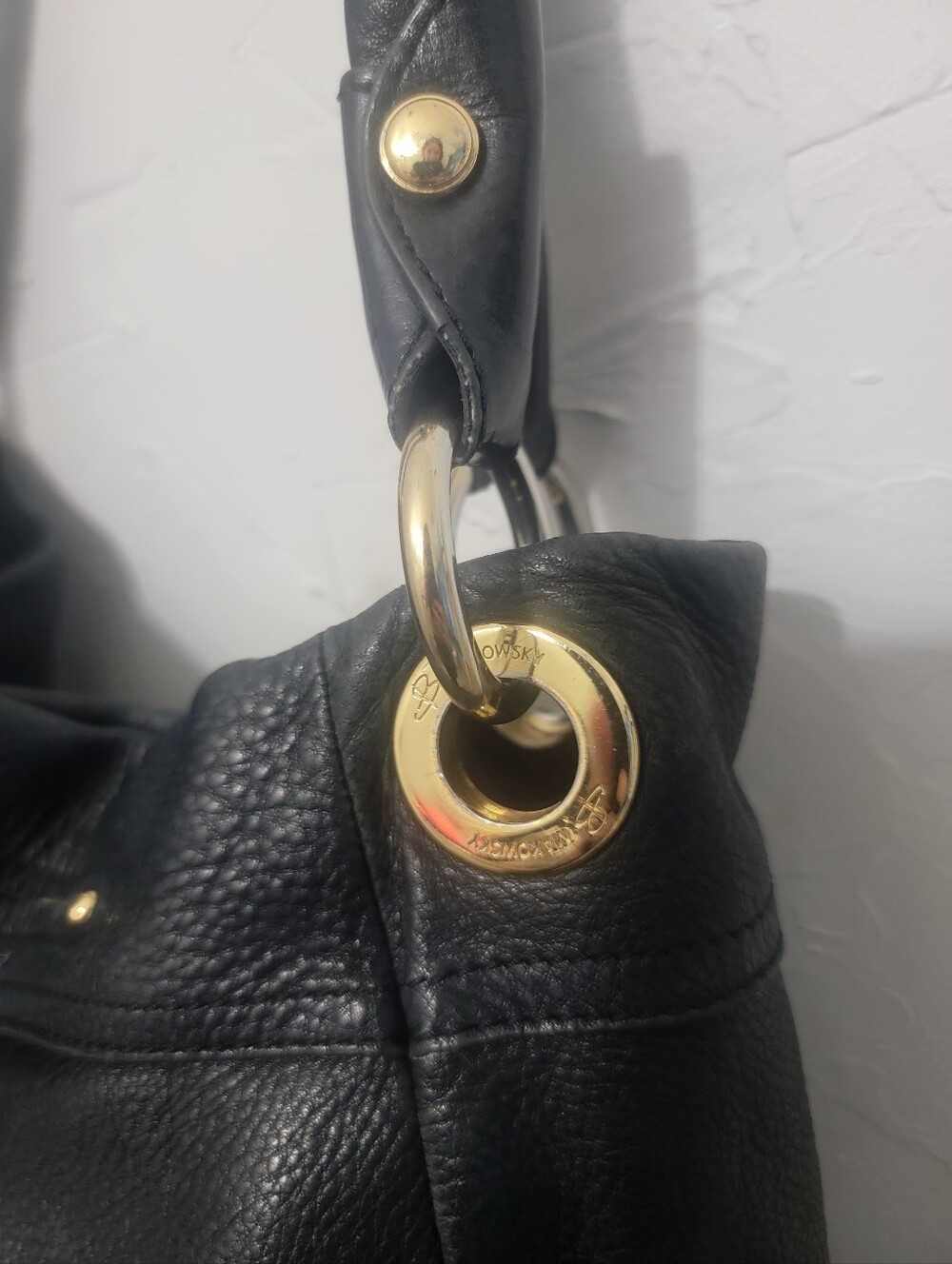 Leather B makowsky Hobo Bag With Leopard Lining And gold Hardware Excellent - Picture 5 of 8